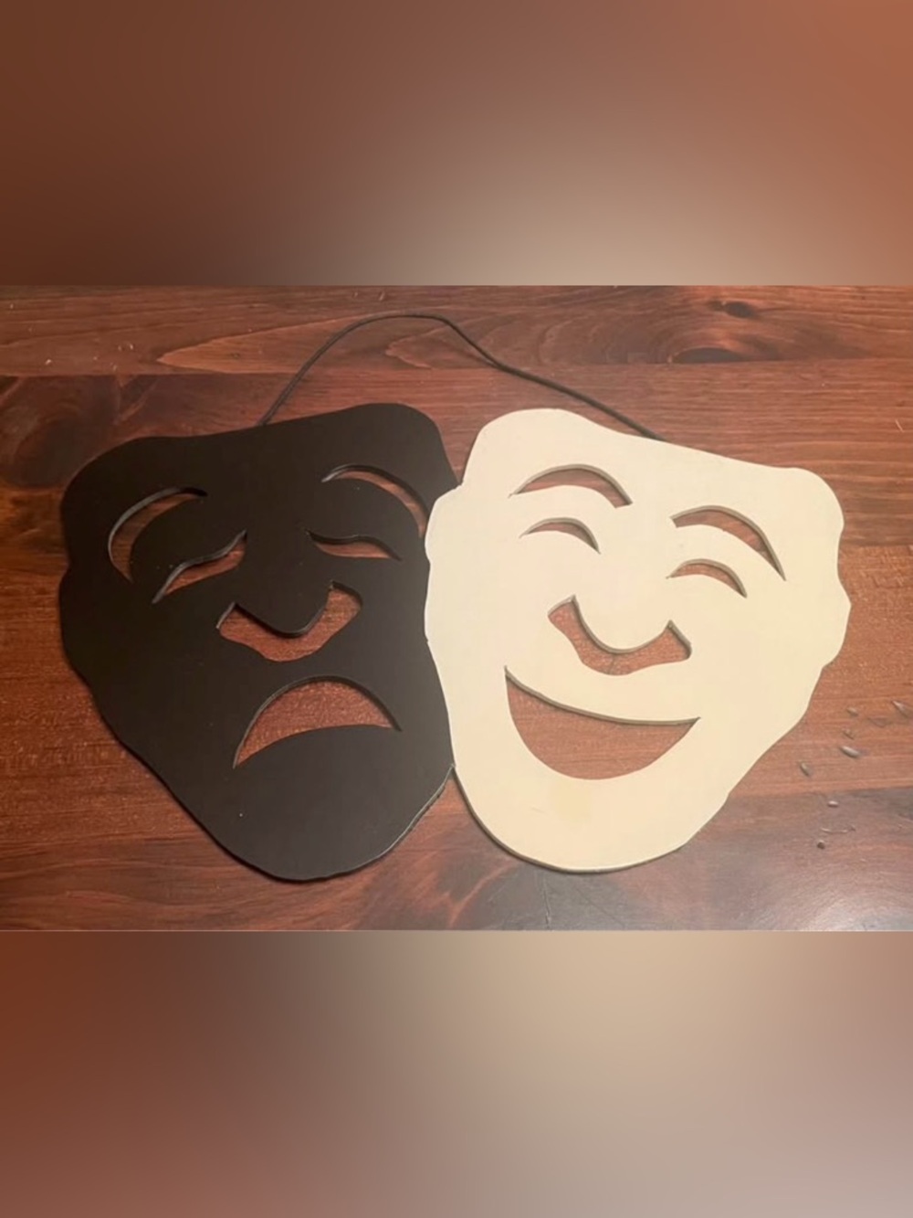 Drama Masks Wall Art - Black & White (11.5” x 8”)